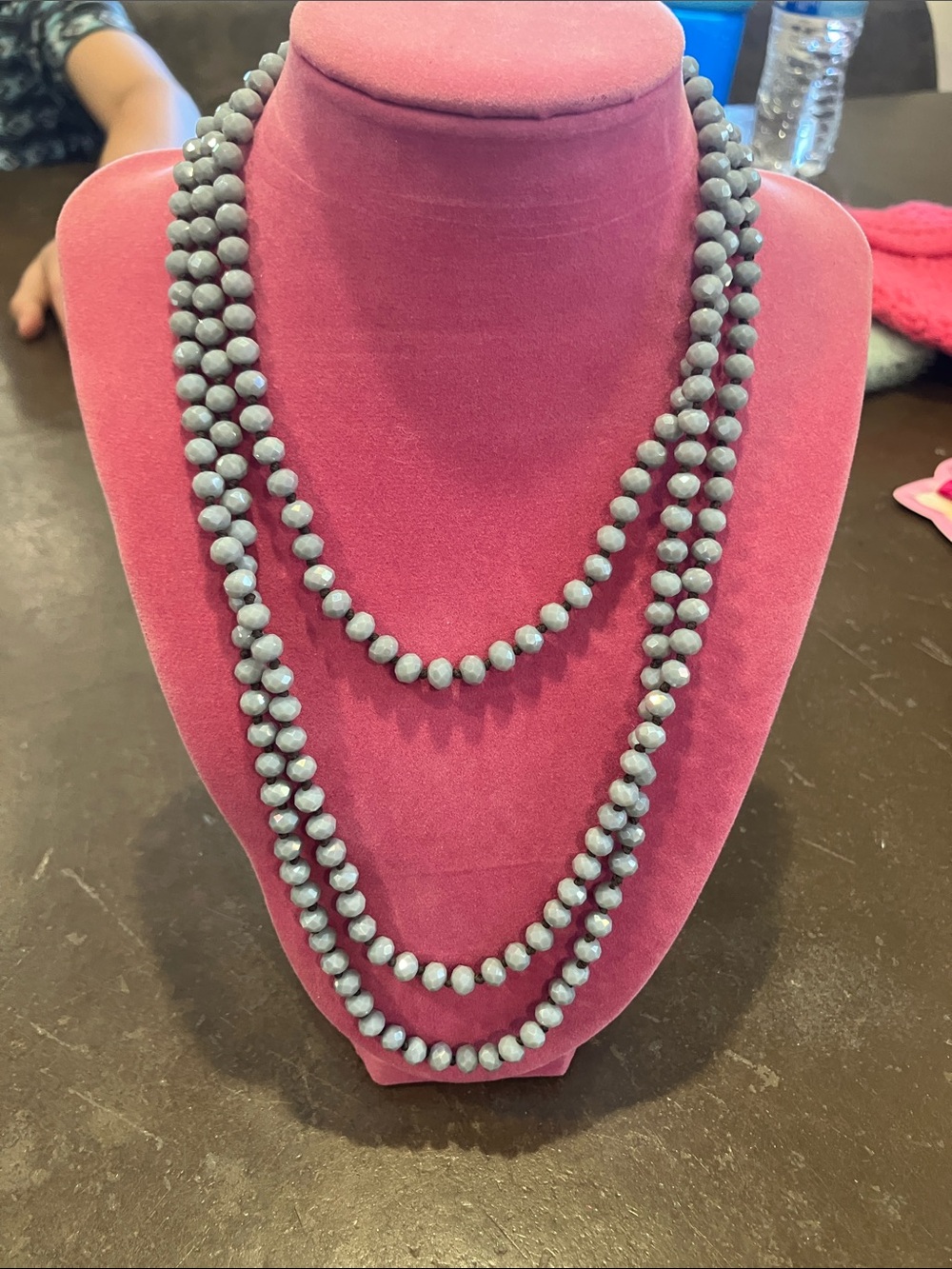 Gray Beaded Layered Necklace - Women Jewelry
